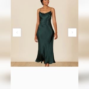 Park and fifth bowen green satin dress xs